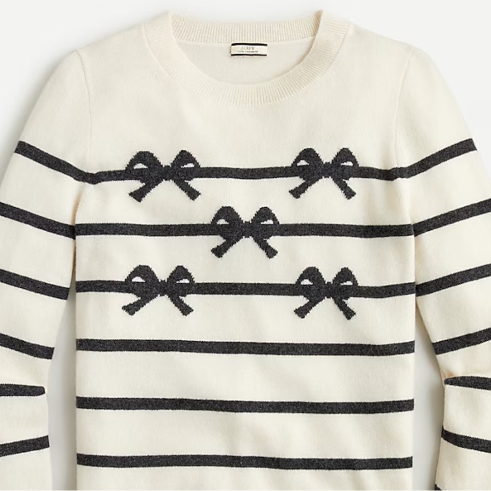 J Crew Striped Bow Cashmere Sweater🐇 - Picture 9 of 15